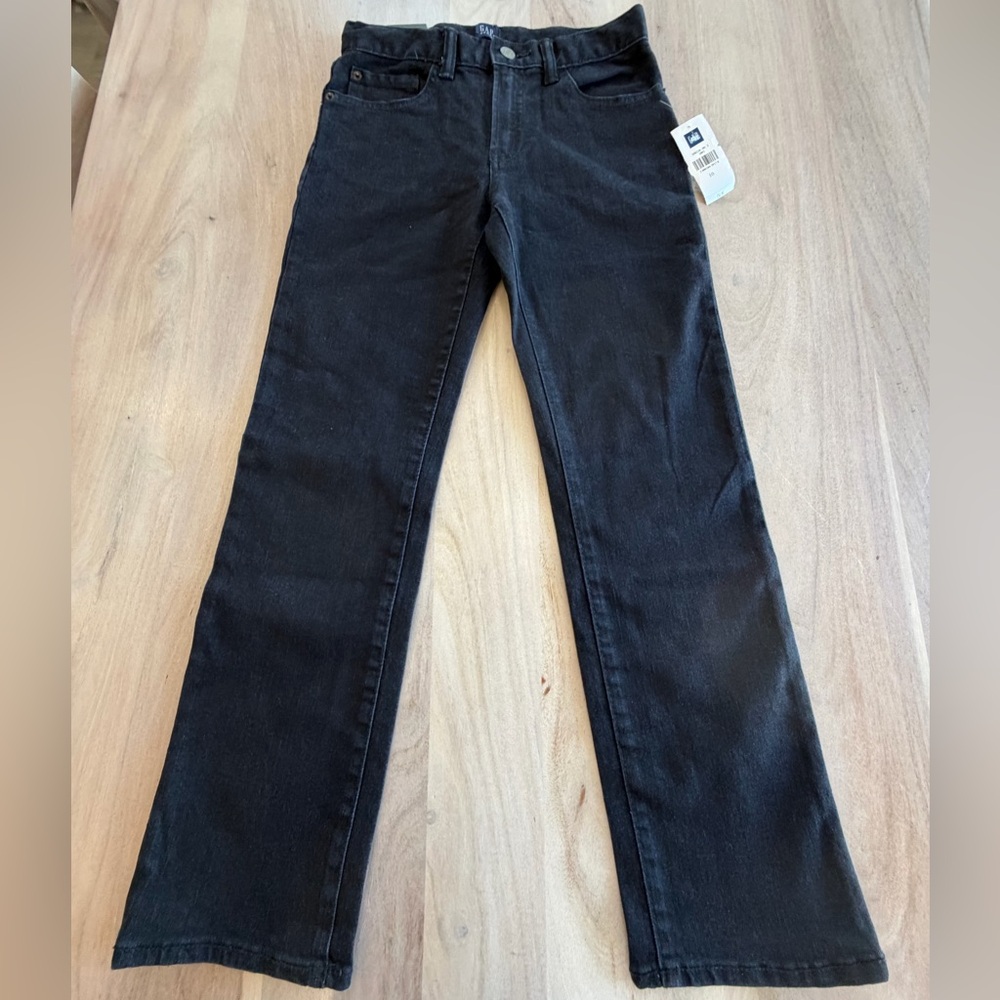 New GAP Regular Straight Leg Stretch Denim Jeans Boys Size 10 Black